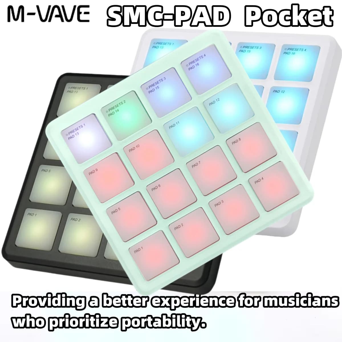 M-VAVE SMC-PAD Controller MIDI wireless Pad, batteria ricaricabile Controller MIDI portatile con 16 batterie MPC per principianti