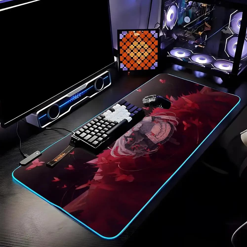 Magical Girl Witch Trial Mouse Pad RGB HD Mousepad Pad Rug Desk Mat Computer Gaming PC Accessories Rubber Keyboard LED Mats