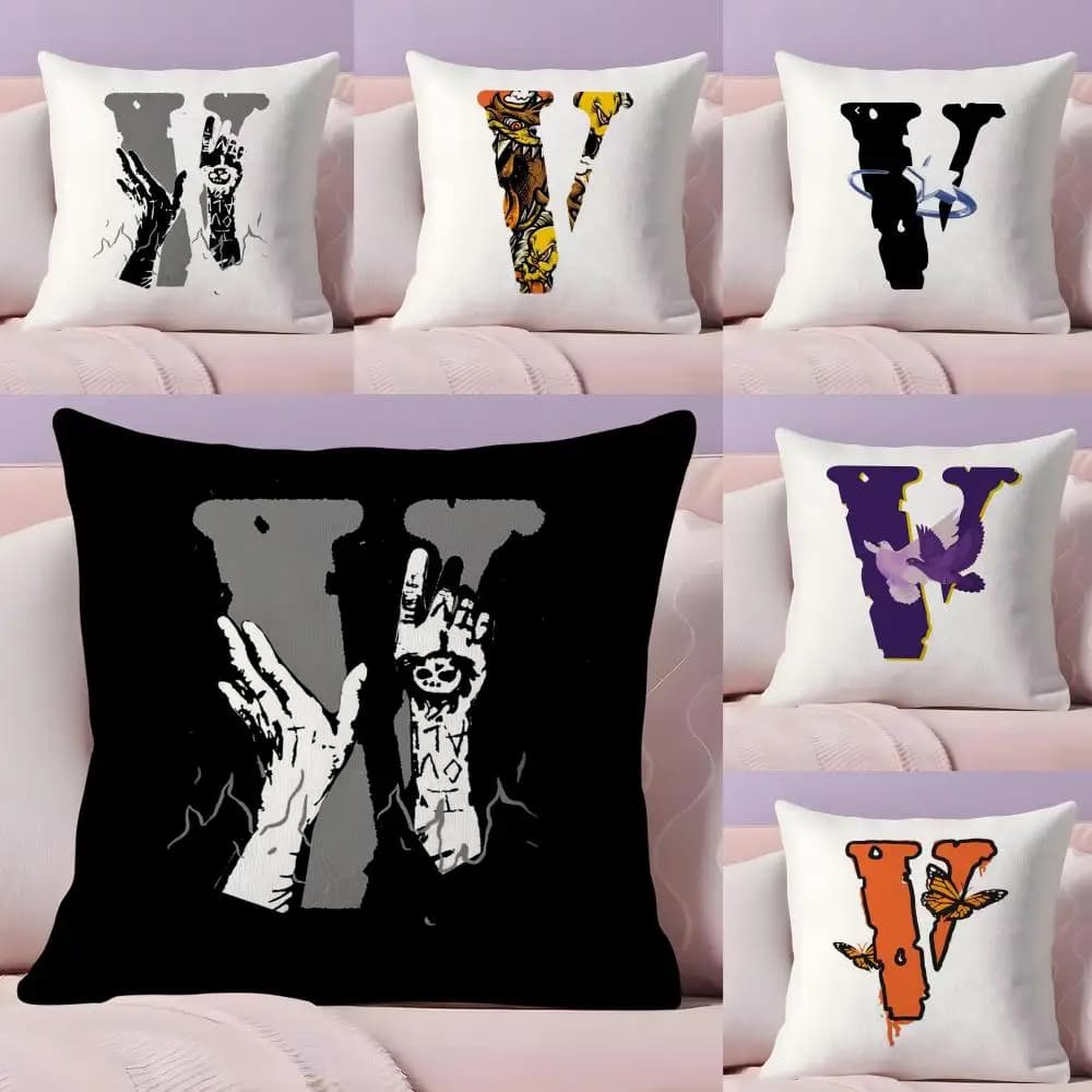 V-VloneS luxury cushion cover in soft fabric, printed on both sides, with invisible zipper, for sofa, home decoration