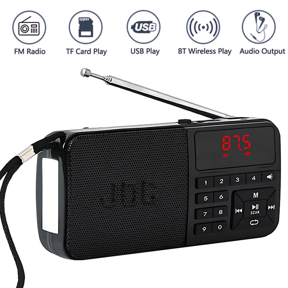 Radio FM Radio tascabile portatile Supporto batteria ricaricabile Bluetooth Auricolare Scheda TF USB Lettore MP3 con mini ricevitore radio