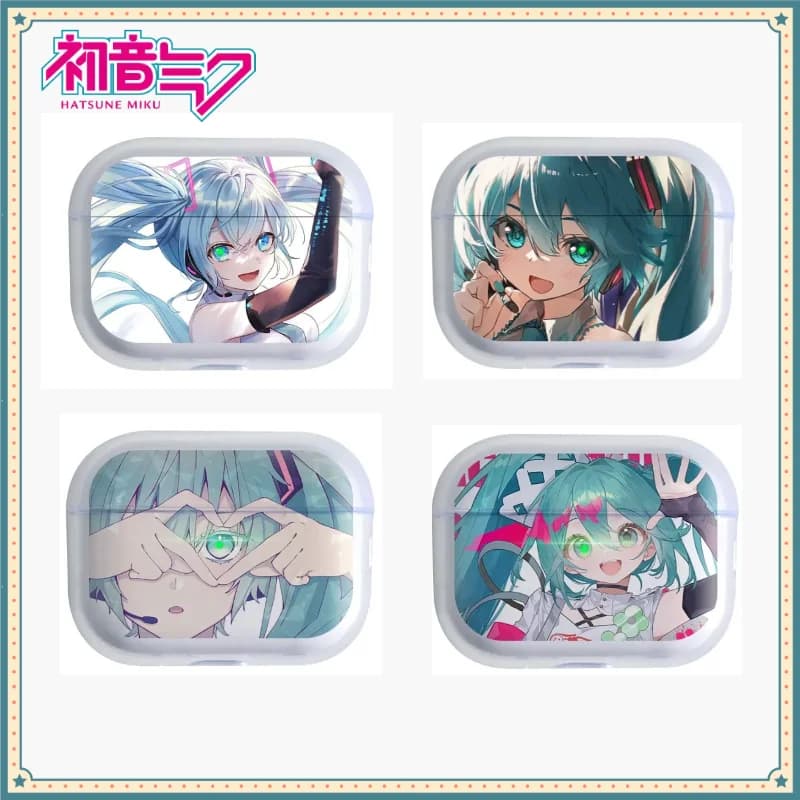 Cartoon Animation Hatsune Miku Bluetooth earphone Case suitable for AirPodsPro3/2，AirPods 4/3/2/1 Headset transparent Soft Case