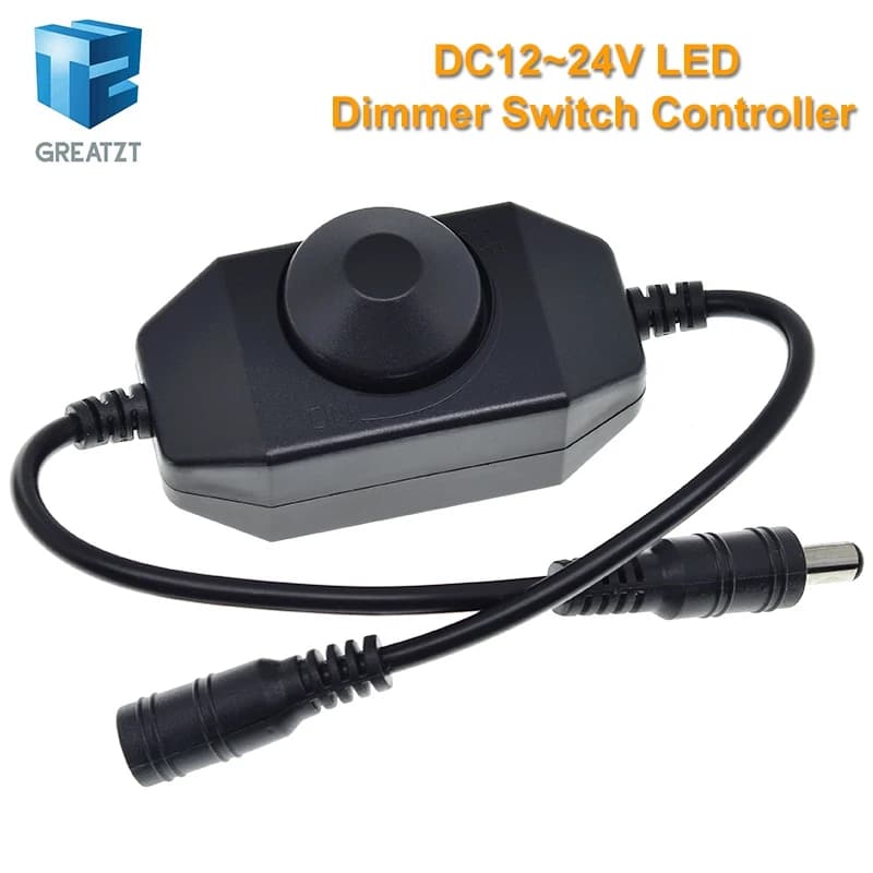 GREATZT LED Dimmer Switch Brightness Adjust Controller for 3528 5050 5730 5630 Single Color Strip Light DC 12V 24V Black/White