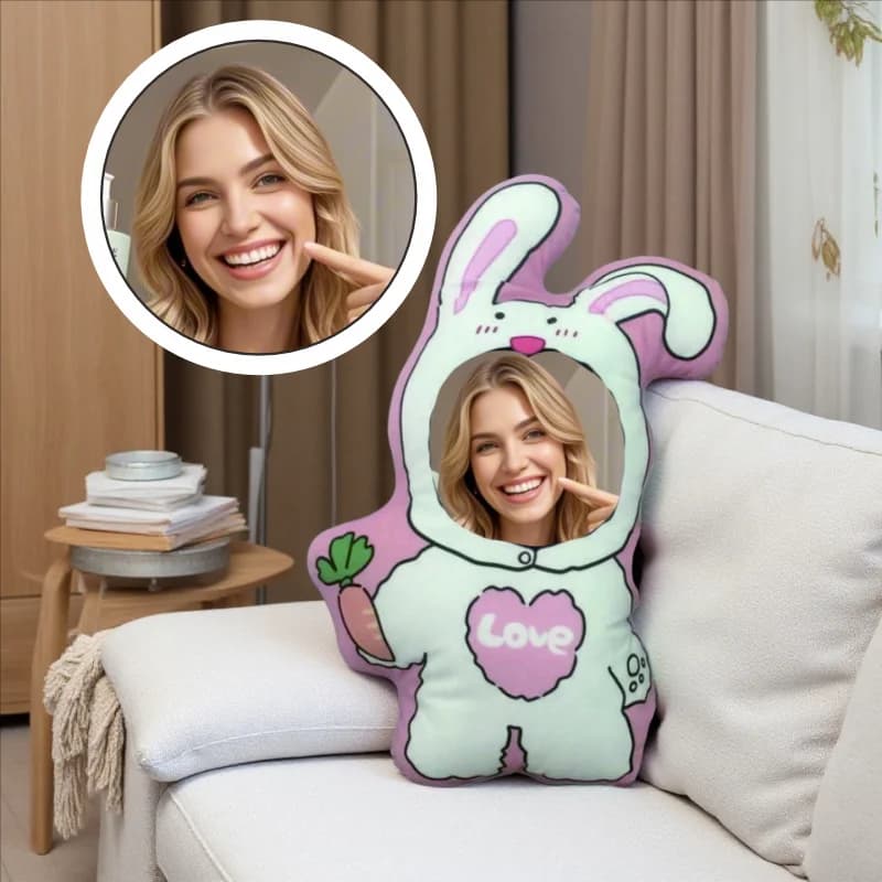 Cuscino per il viso personalizzato a forma di coniglio con cuscino fotografico personalizzato, scelta ideale per la decorazione di camera da letto e divano. Il padre