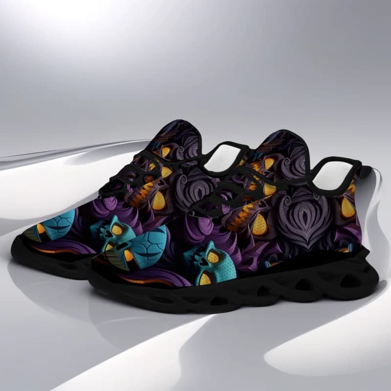 Scarpe sportive casual con lanterna di zucca con teschio personalizzato, scarpe da corsa da uomo e da donna, scarpe leggere in rete