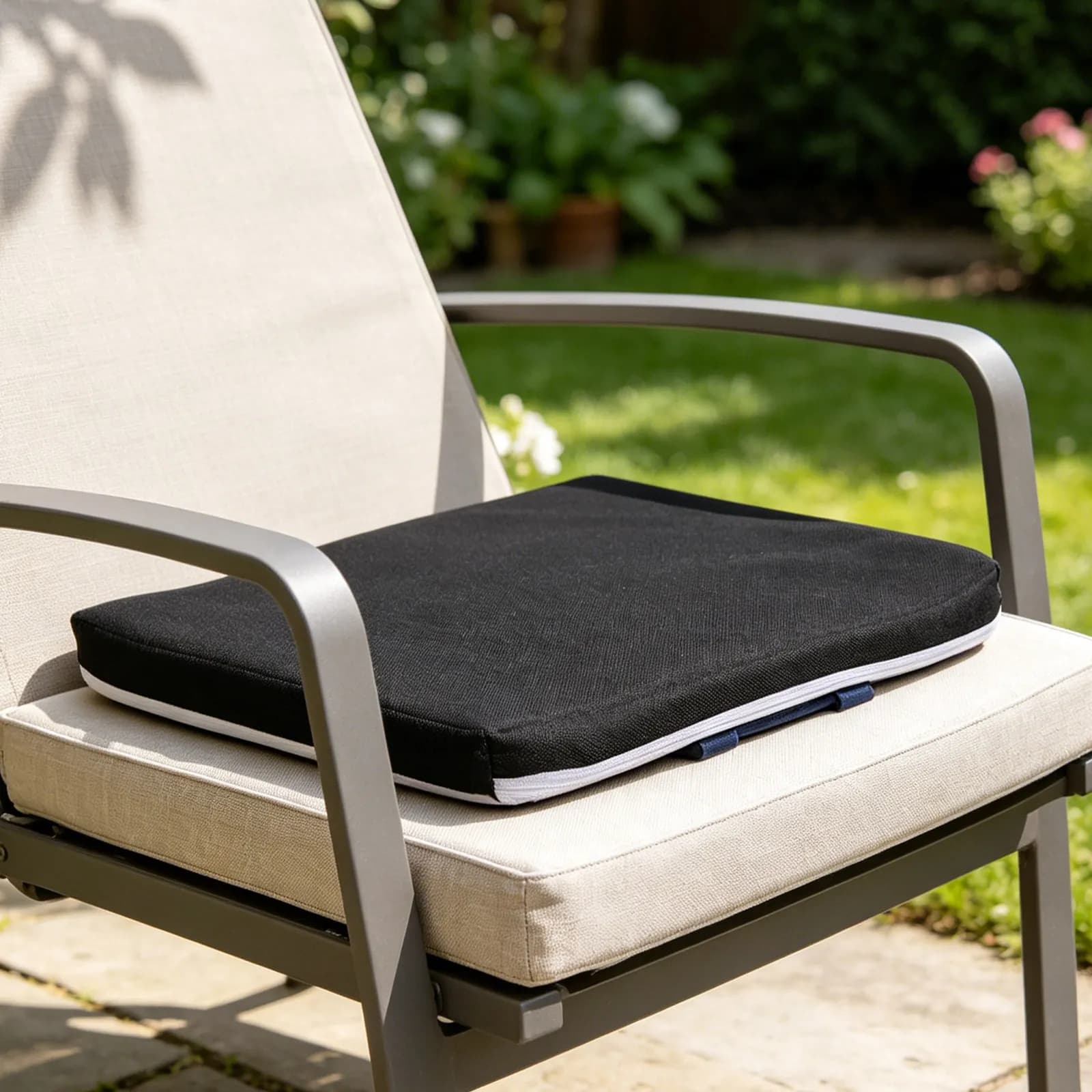 Dining Garden Chair Seat Pad 13.8x9.45x1.2 Polyester Sponge Cushion Removable Cover Secure Ties Kitchen Living Room Patio