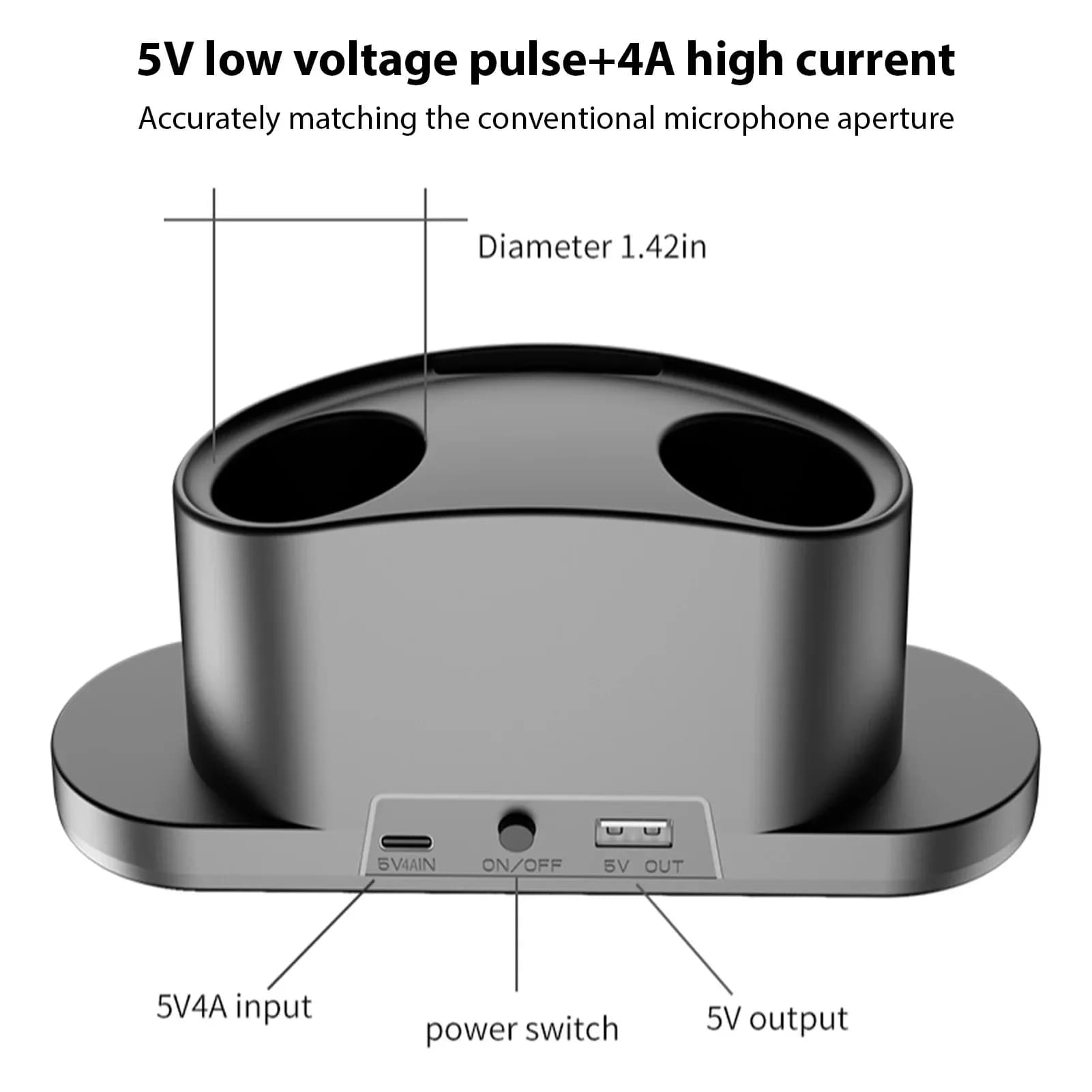 Double Magnetic Wireless Microphone Stion Charging Charger for Universal Microphone Support Portable Smart Energy Saving Plug & Play