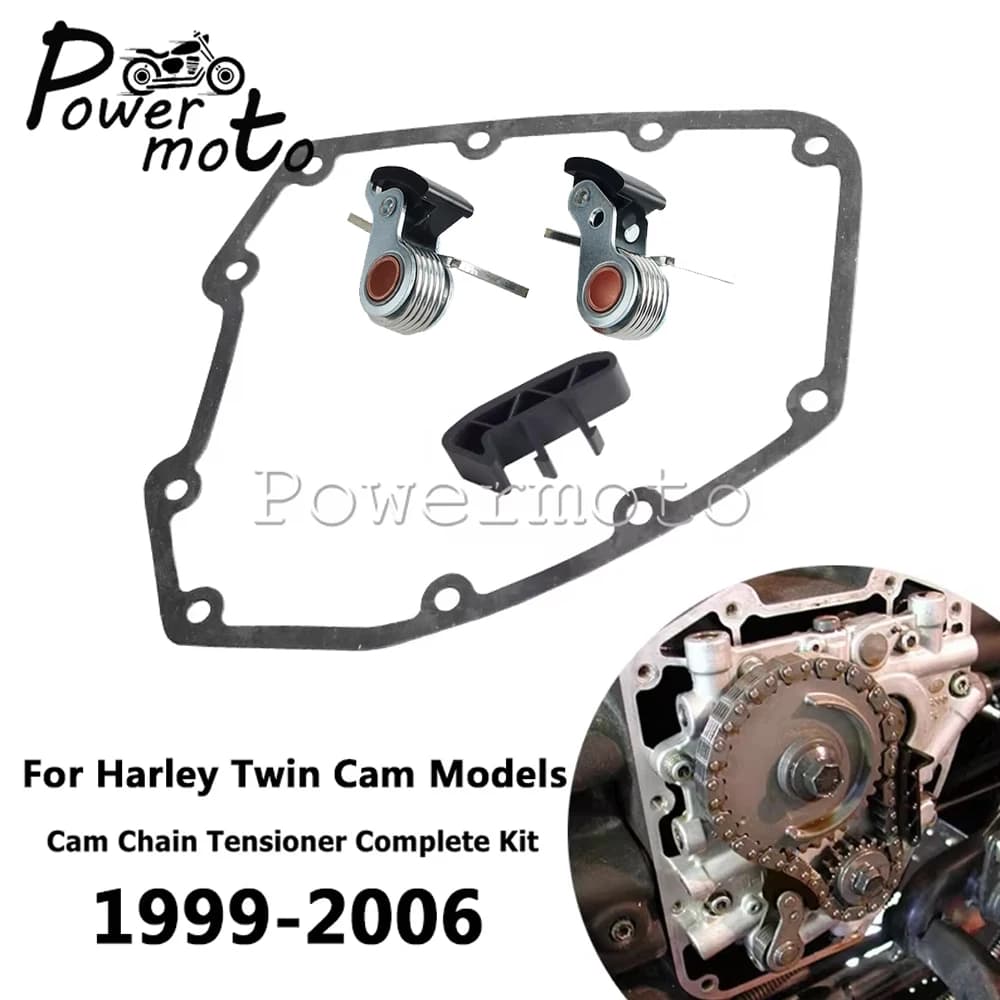Tenditore catena interno/esterno per moto, guida per catene a doppia camma e guarnizione di copertura per modelli Harley Softail Heritage Springer 99-06