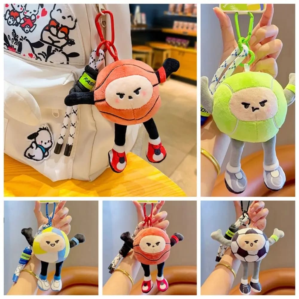 Peluche Basket Peluche Portachiavi Basket Baseball Farcito Pallavolo Peluche Ciondolo Cartoon Ins Calcio Peluche Portachiavi