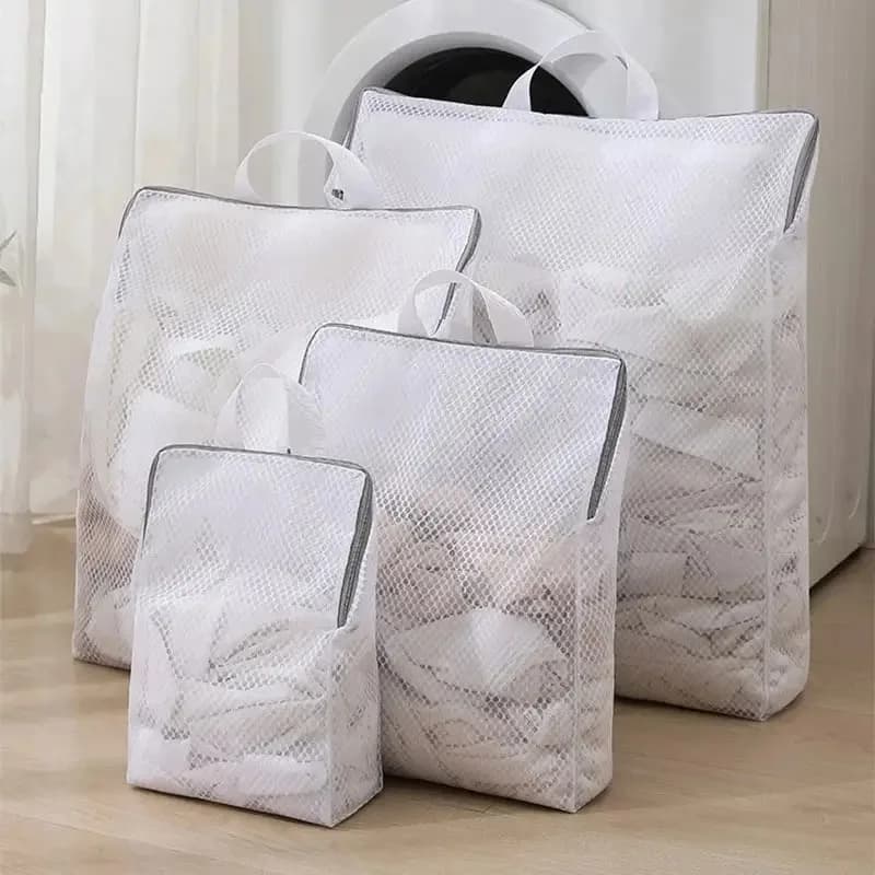 1PC 3D Drawstring Laundry Bag Anti-Deformation Mesh Washing Machine Filter Bag for Home Use