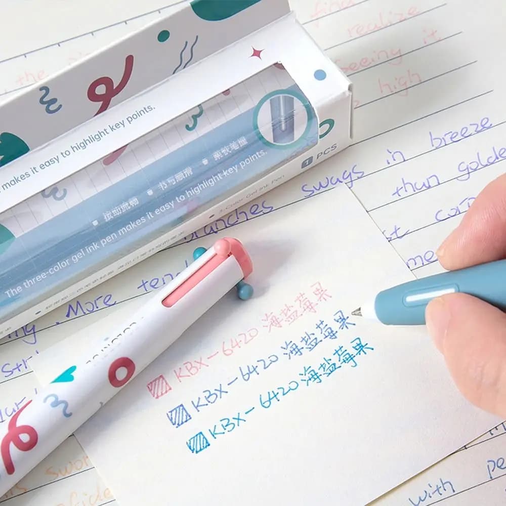 New 3 in 1 Multicolor Gel Pen Retractable Smooth Marker Pen Study Office Stationery Cute Modular Pen