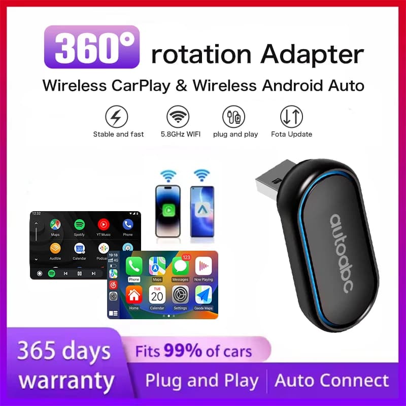 Adattatore wireless per auto Android CarPlay wireless con rotazione a 360 gradi Smart Mini Box Plug & Play WiFi universale per auto Nissan