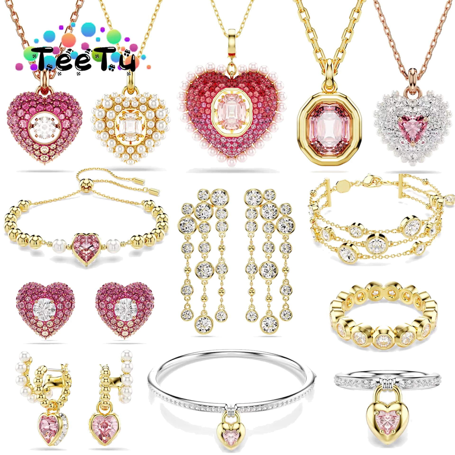 2026 women's light luxury niche design love necklace fashionable high-end tassel earrings trendy multifunctional jewelry