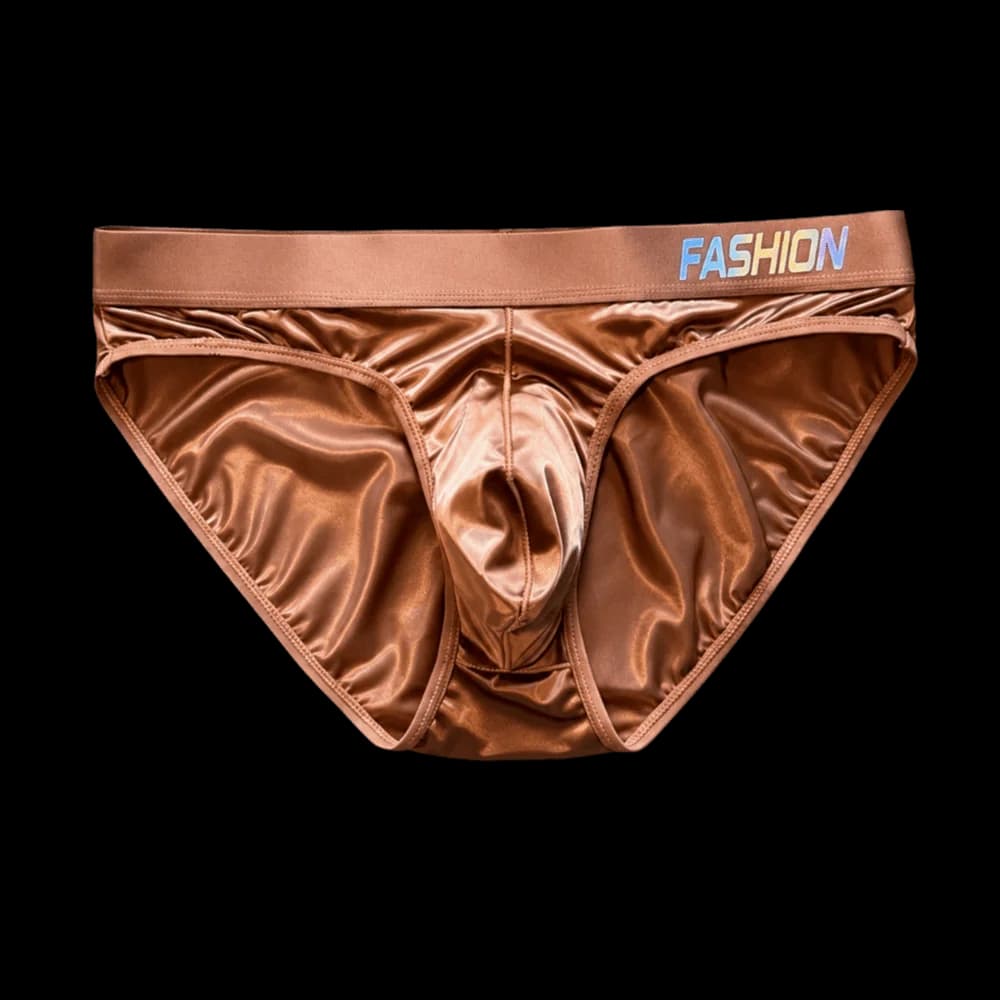 Underwear Men's Triangle Panties Ultra Smooth Low Waist Satin Silky Briefs Gradient Letter Lingerie Glossy Underpants Large Size