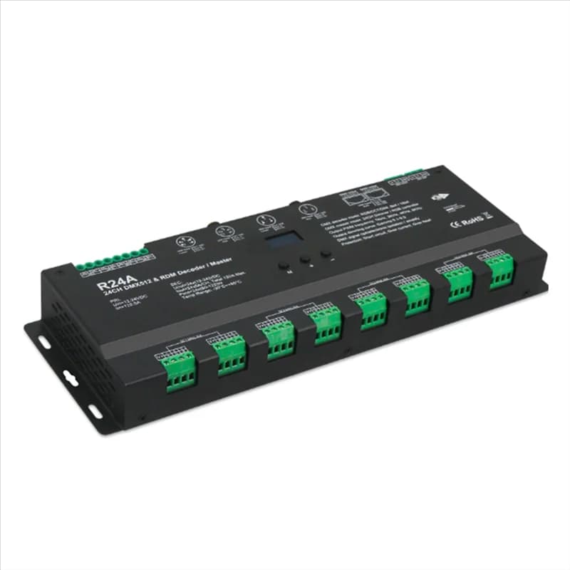 -ABGQ 12V-24V RGB LED Strip 24 CH DMX512 e decodificatore RDM/Master 5Ax 24CH DMX512 Controller decodificatore PWM DMX512/RDM Dimmer segnale