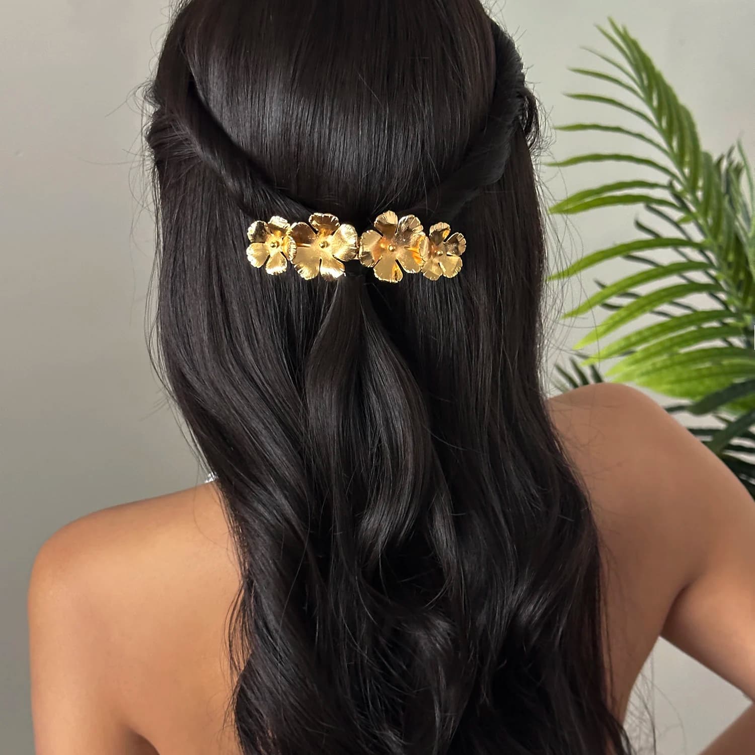 Women's Fashion Color Gold Petal Shape Hair Clips, Foglie, Foglie d'Acero, Geometric Cavi Clips, Girl's Party Jewelry