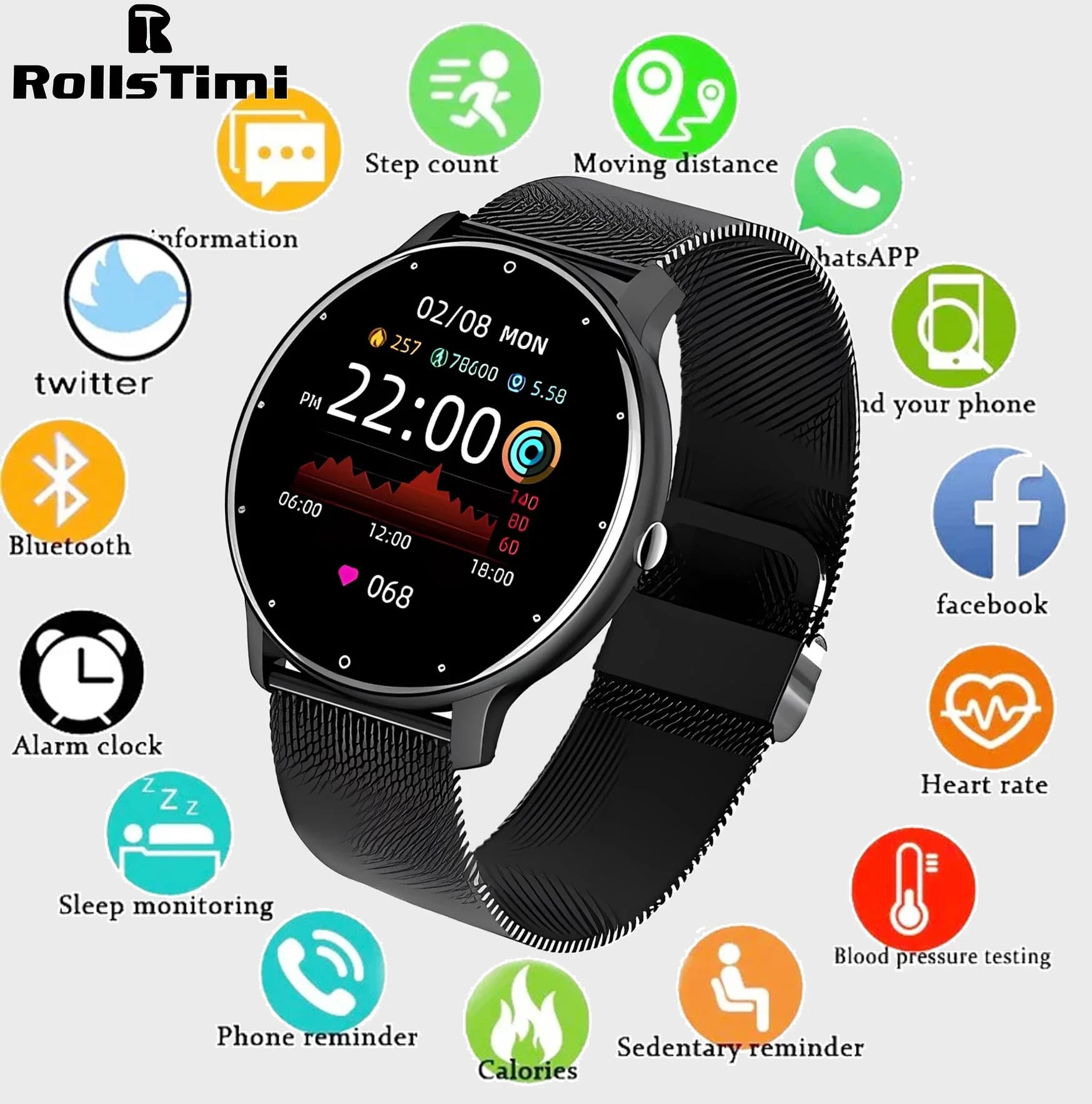 Astuto Della Vigilanza Degli Uomini di Chiamata Bluetooth 24H Monitor di Frequenza Cardiaca Delle Donne di Sport di Fitness IP67 Impermeabile Astuto Della Vigilanza Per Android IOS 2024 Nuovo