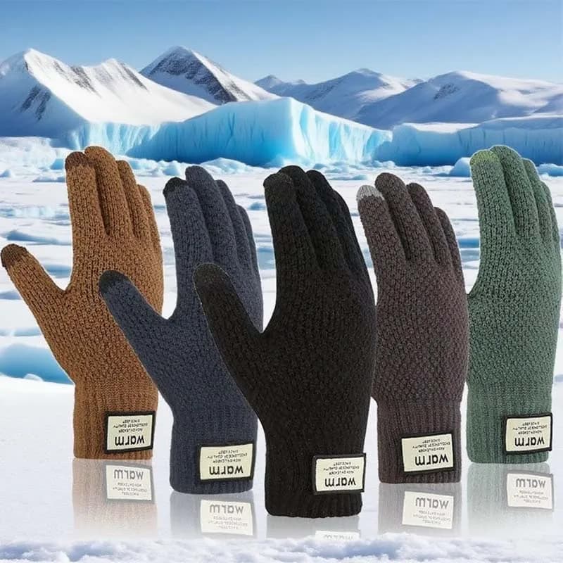 Men's Winter Gloves thick and warm Touchscreen Gloves in Knitted Thermal Fleece Outdoor Cycling Riding Motorcycle Accessories