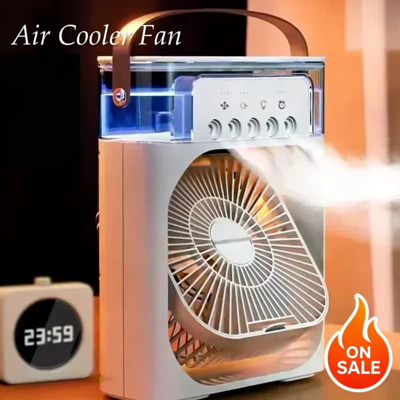 Ventilatore Portatile per Casa con Funzione di Raffreddamento: Design 3-in-1 con Umidificatore, USB, Luce Notturna LED, Mini Raffrescatore d'Aria Domestico 2026