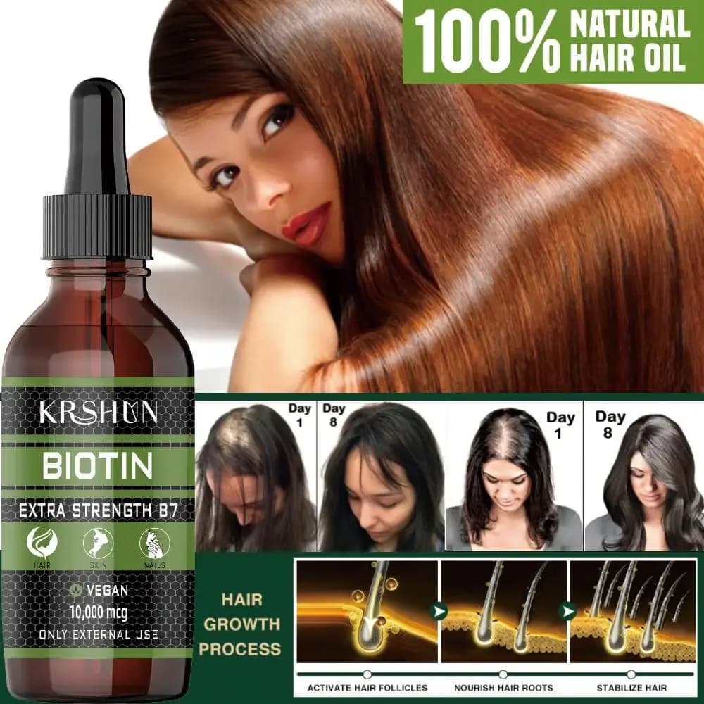 2023 Biotin Fast Hair Growth Oil Hair Regrowth Serum Hair Thinning Treatment Hair Growth Liquid Anti-Hair Loss for Women & Men