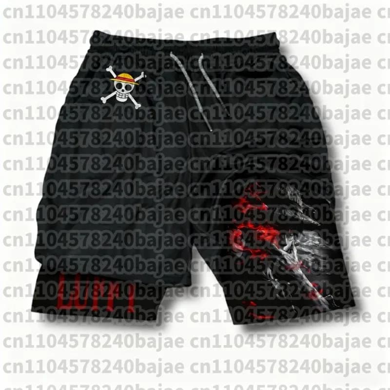 2-in-1 Sports Shorts Printed One Piece Anime, New Summer Collection 2025, Trendy and Fashion, for Fitness, Swimming and Hiking, Double Layer