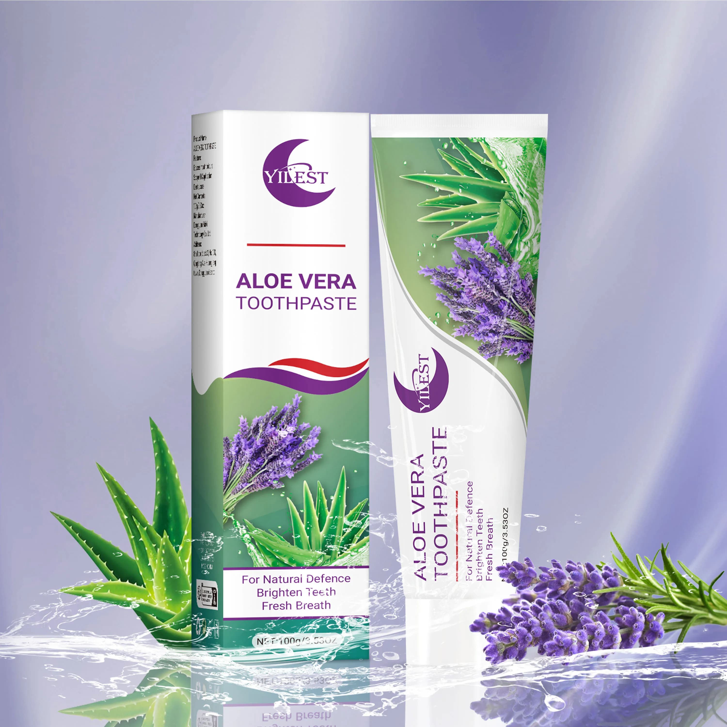 Natural night toothpaste at the aloe vera and lavender - 100 g, deep cleansing, fresh breath, whitening teeth, care of the gums, scent of lavender