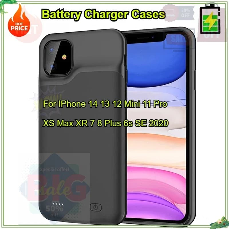 Custodie Caricabatterie da 10000mAh per iPhone 14 13 12 Mini 11 Pro XS Max XR 7 8 Plus 6s SE 2020 - Power Bank Portatile