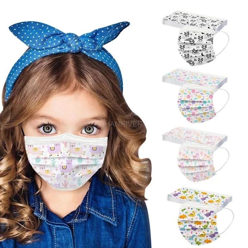 50 PZ Maschera per bambini monouso che stampa tre strati di filtrazione civile soffiata a fusione di maschera antipolvere protettiva per la ventilazione