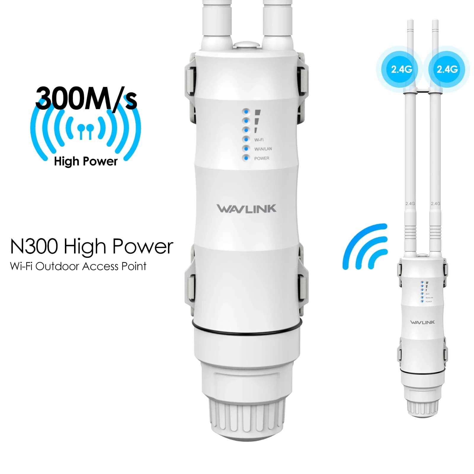 WAVLINK AC300/600 Wireless Outdoor Router High Power Long Range AP/Repeater With 2x7/8 dBi Directional Antennas