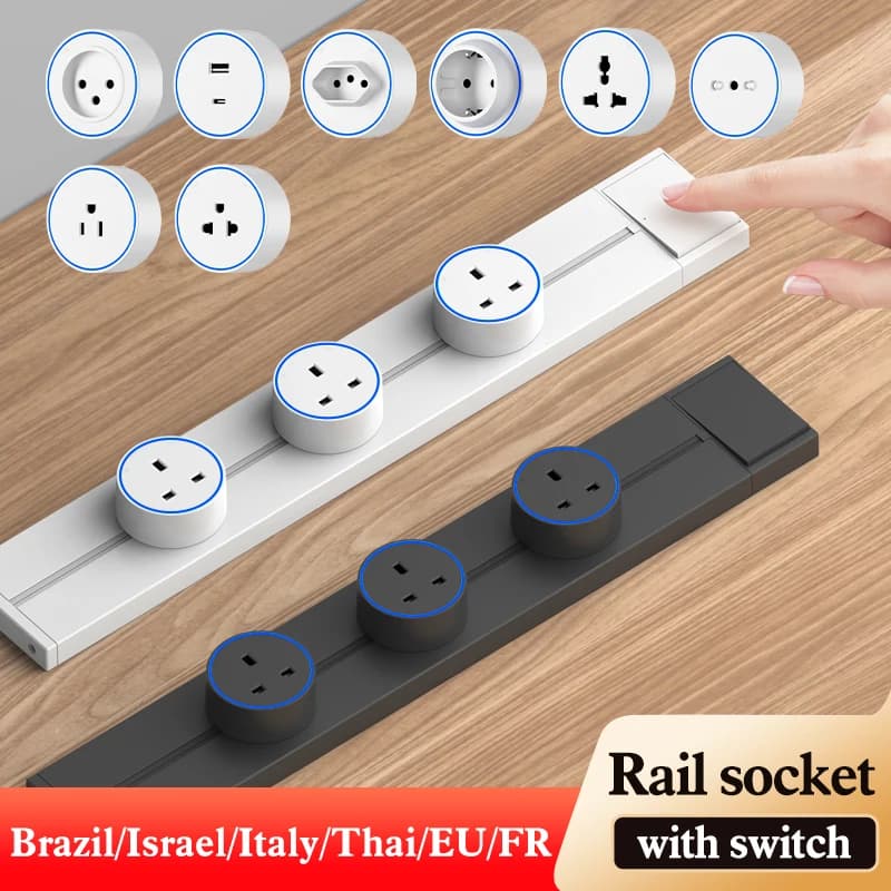 Brasile/Russo/Israele/Italia Presa da binario Presa di corrente a muro da 8000 W con interruttore FR Spina adattatore mobile standard UE USA UK con USB