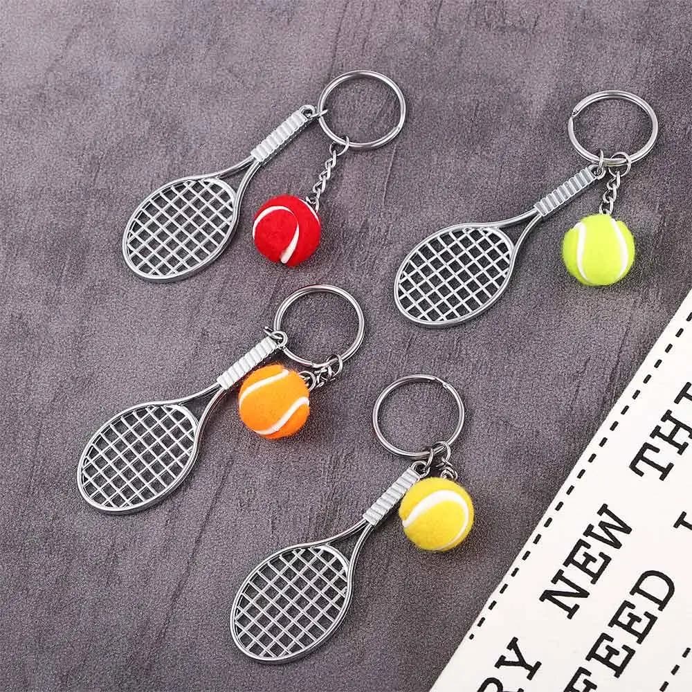for Gifts Cute Pendant Metal Key Rings 6 color Tennis Ball Tennis Racket Keychain Mini Keychain Sports Key Chain