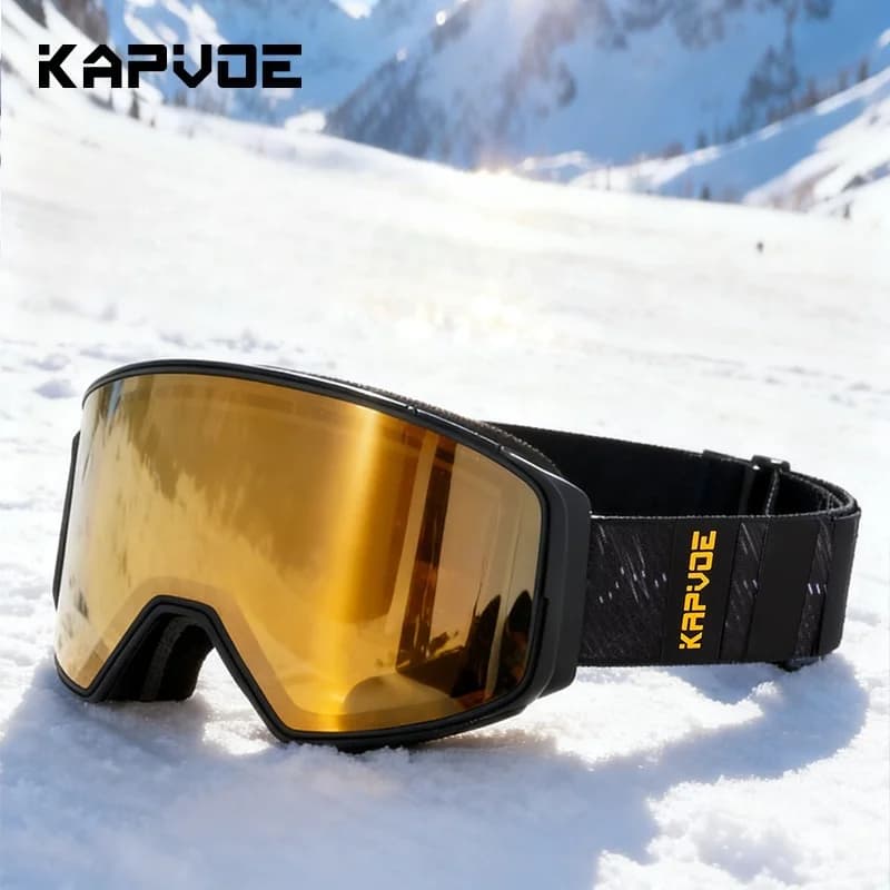 Kapvoe Inverno Uomo Anti-Fog Snowboard Occhiali da sci Occhiali da neve fotocromatici Occhiali da sole da ciclismo professionali Attrezzatura da sci UV400
