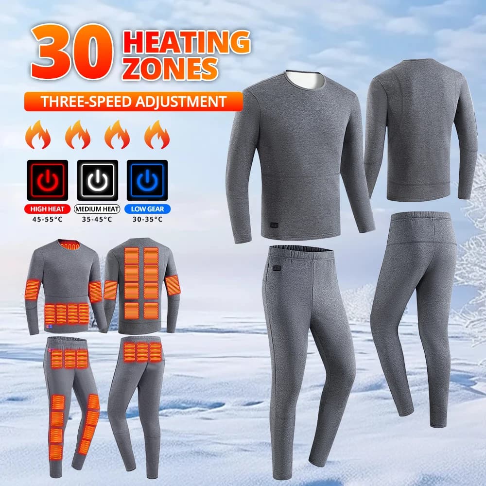 Nuova biancheria intima riscaldata 30 aree biancheria intima termica invernale donna uomo giacca autoriscaldante pantaloni biancheria intima da sci riscaldata elettrica USB