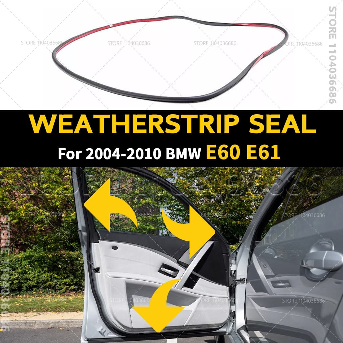Per il 2004 2005 2006 2007 2008 2009 2010 E60 E61 BMW 525i 528i 530i 535i 545i 550i M5 Porta anteriore Guarnizione in gomma Guarnizione