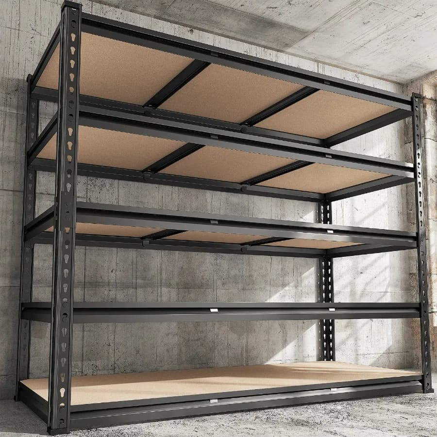 REIBII 48"W Scaffale per carichi pesanti Scaffale in acciaio da 3000 libbre Scaffale industriale per riporre garage regolabile, 48" L x 24" P x 72" A