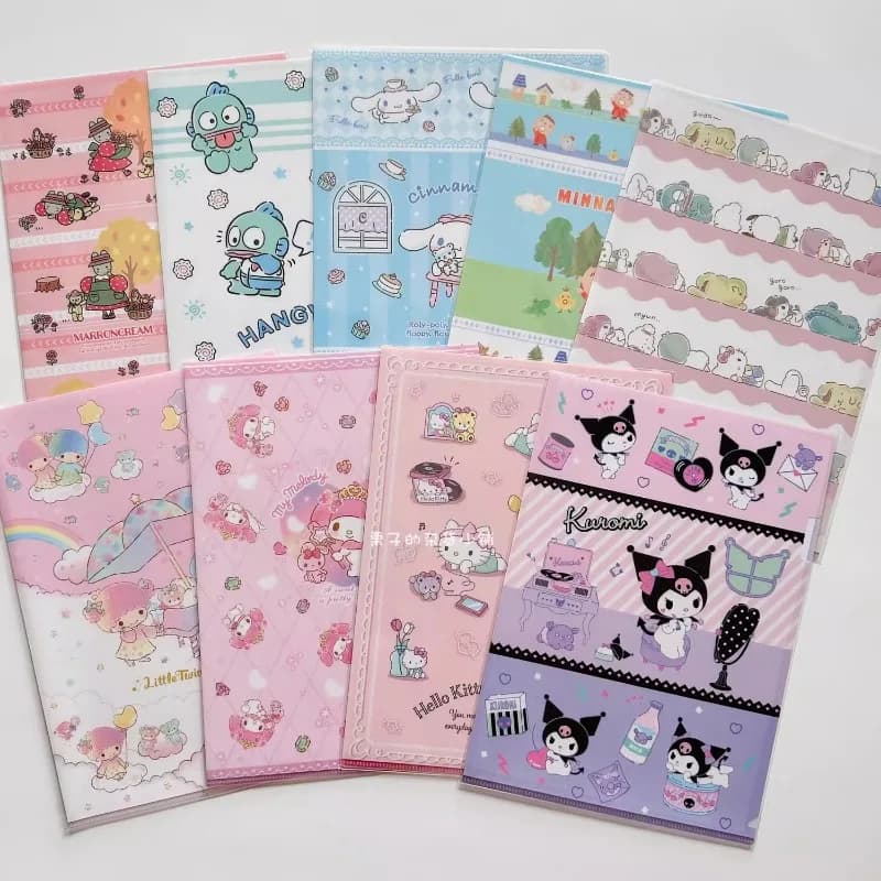 Melody Kuromi Cartoon Anime A4 a forma di L Limited cartella a pagina singola Test Paper Organizer File Bag per uso in ufficio per iniziare la scuola