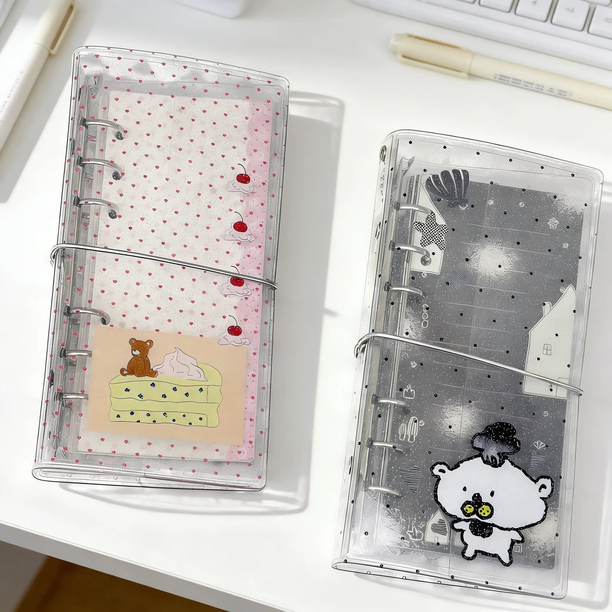 Set di quaderni A6 a pois Kawaii con orsetto per scrapbooking, arte, fai da te, album, diario, agenda