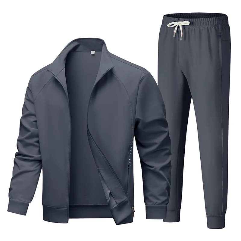 Men's Spring Autumn Track Suit 2 Piece Set Stand Collar Jacket with Pants Casual Sports Running Outfit Matching Athletic Wear