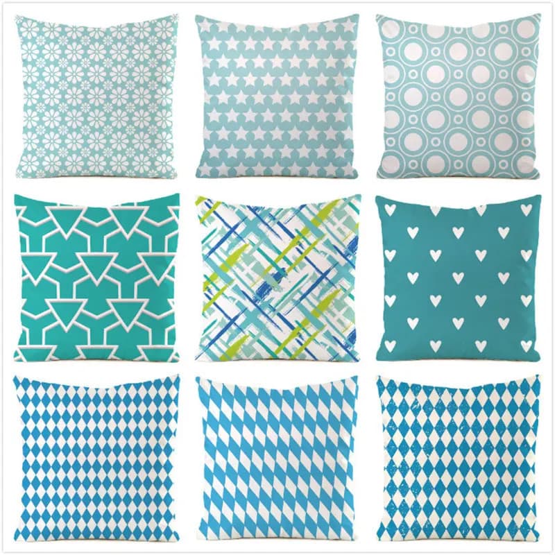 Blue spot heart pattern Digital printing short plush pillow covers decorative for car sofa office cushion cover home goods