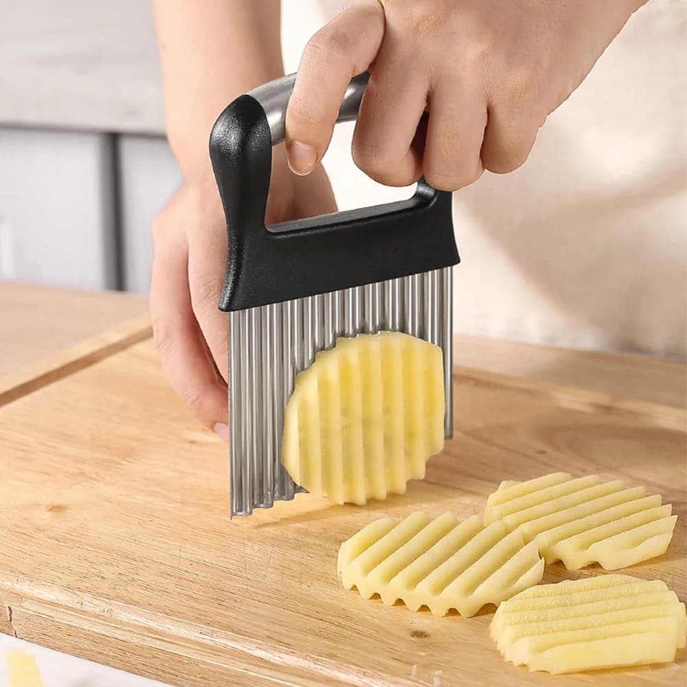 Stainless Steel Corrugated Potato Slicing Machine Corrugated Potato Knife Fried Potato Slicing Machine for Home Use Kitchen Cutting Tools