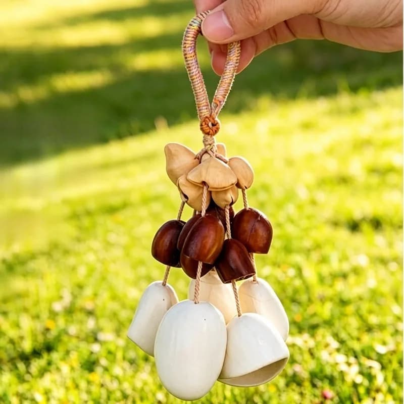 Mini Natural Fruit Shell Bells DIY Handmade Wind Chime Yoga Meditation Sound Healing Decoration Bag Chimes Mindfulness Hand Bell