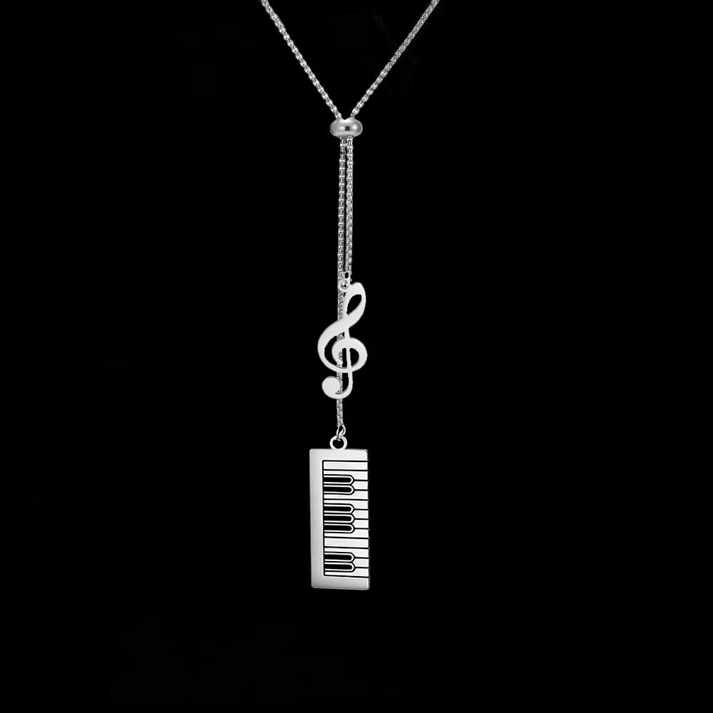 HIPEE Piano Musical Note Double Charms Necklace Stainless Steel Jewelry for Women Girls Wholesale