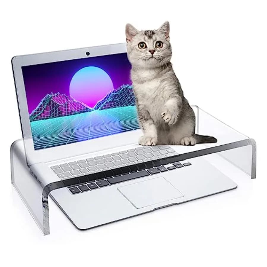 Supporto per Monitor in Acrilico Trasparente Anti-Gatto, Protezione per Laptop, Supporto per Computer da 16 Pollici per Casa