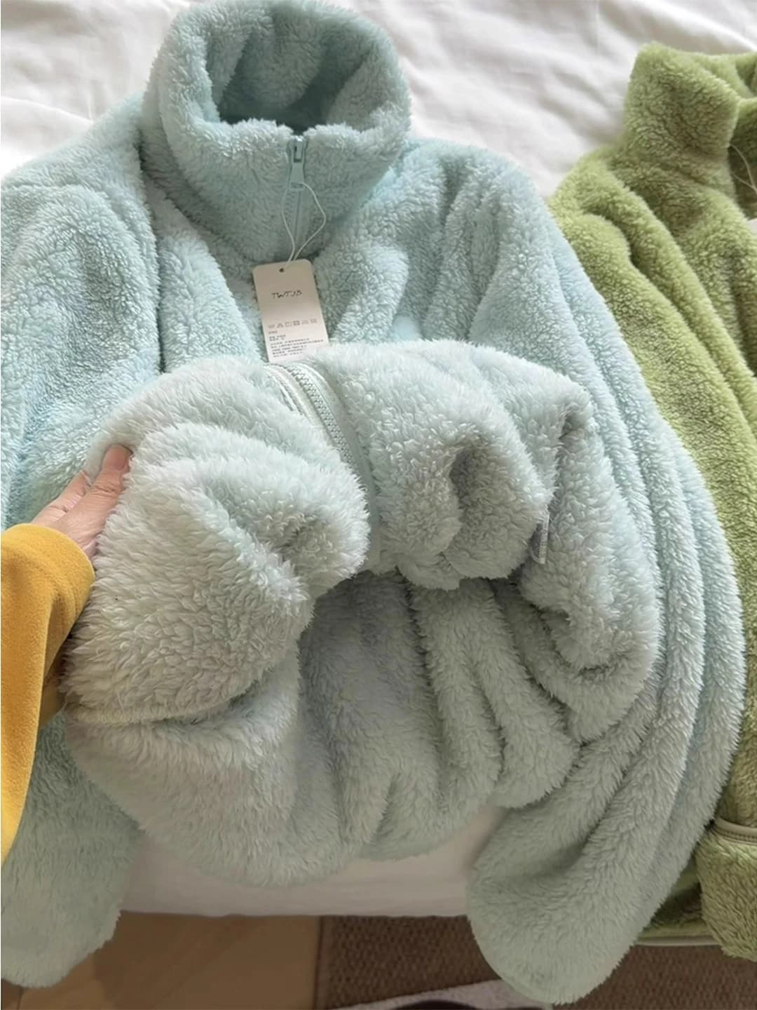 Mens Thiened Soft Lamb Velvet Jaet Autumn Winter Warm Anti-Cold Cotton Clothes Mint een Fce Lined Hoodie Casual Clea...