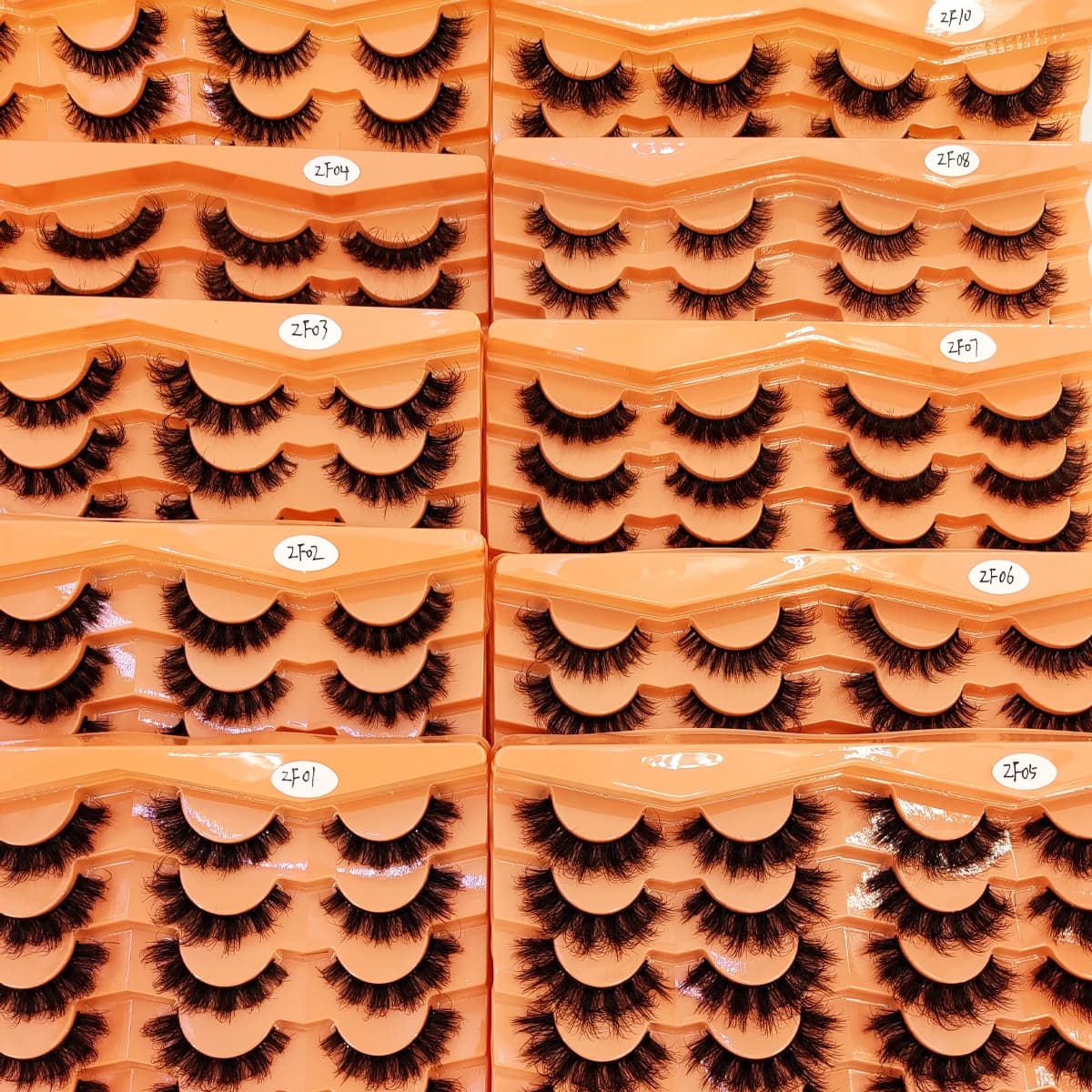 New 14 pairs of eye eyelashes long slim eyelashes with long and thick fake eyelashes at the end