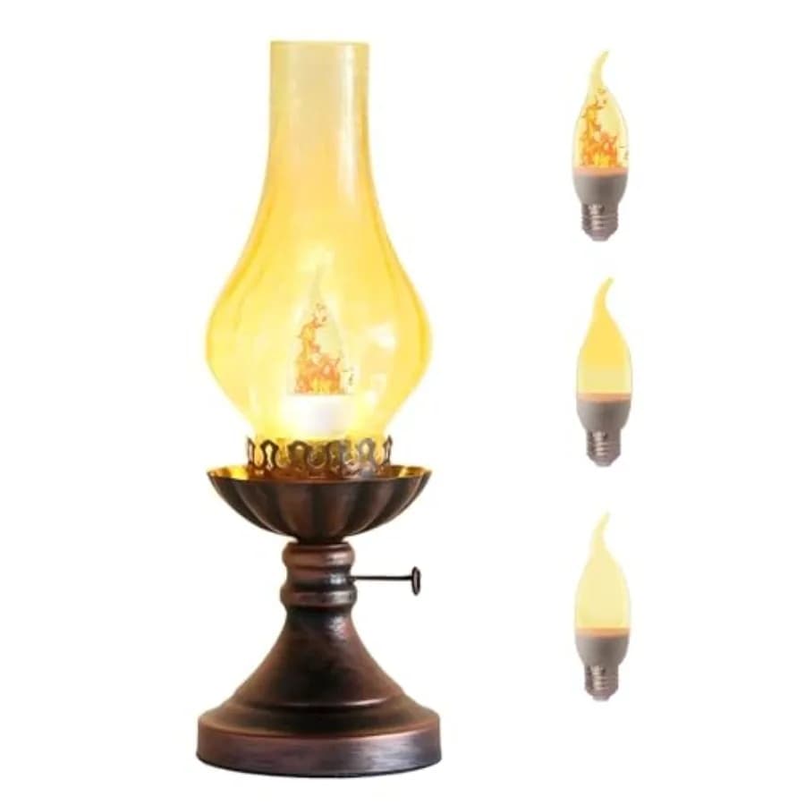 Lampada da Tavolo Vintage - 3 Modalità Dimmerabili, Lampada da Scrivania Retrò Rustica con Paralume in Vetro Craquelé, Stile Vittoriano Antico Occidentale, E26