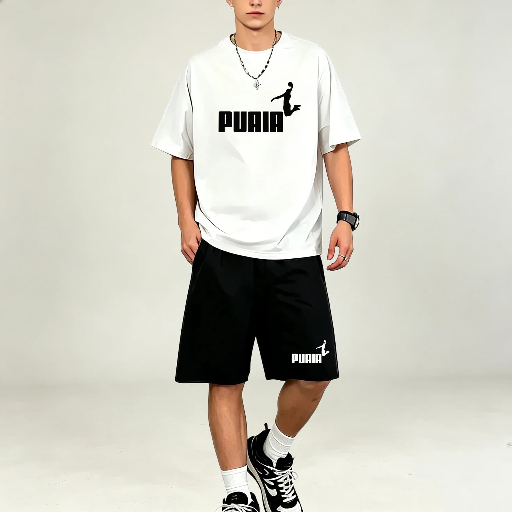 Summer Men TShirts Sets Quick Dry High Breathable Sport Two Piece Outfits T Shirt Drawstring Shorts Anti Sweat Daily Leisure Set