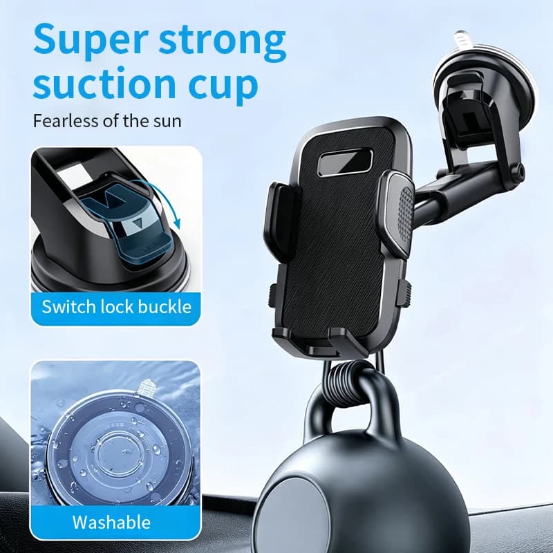 Supporto per telefono multiuso con blocco a un clic, braccio retrattile e forte ventosa a 360° ° Supporto per telefono girevole per auto e ufficio