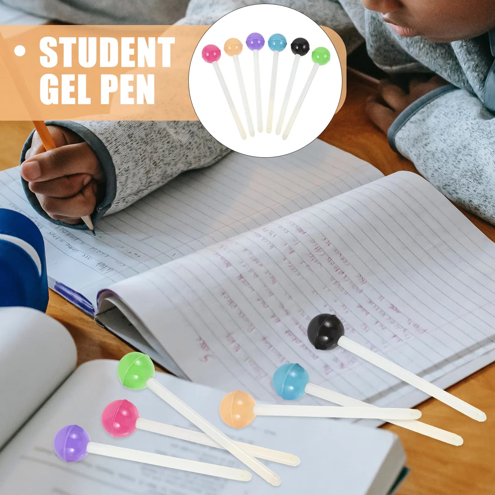 Set di 6 Penne Gel dal Design Chic a Forma di Lollipop, Punta Fine per Scrittura Fluida, Ideali per Diari, Ufficio, Scuola, Regalo per Studenti, Cancelleria