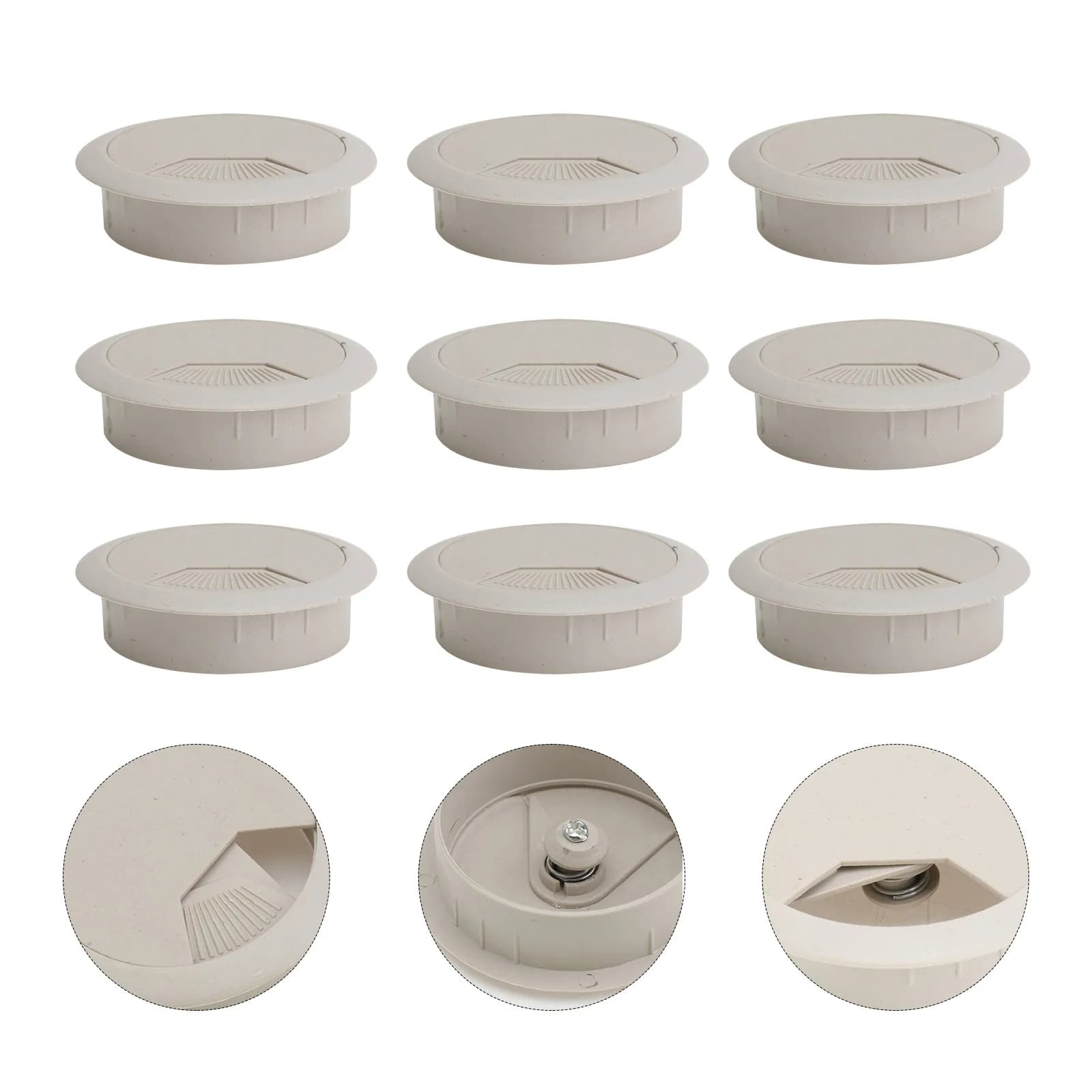 10Pcs Office Desk Grommet Cable Hole Cover Round Plastic 53Mm Diameter Cable Cover for Computer Desk Wire Management in Home