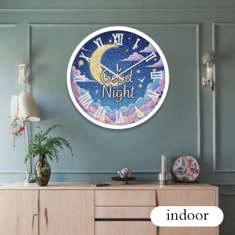 Beautiful silent round wall clock to hang on dream cartoon, suitable for living room, school, study room, bedroom, children's gifts